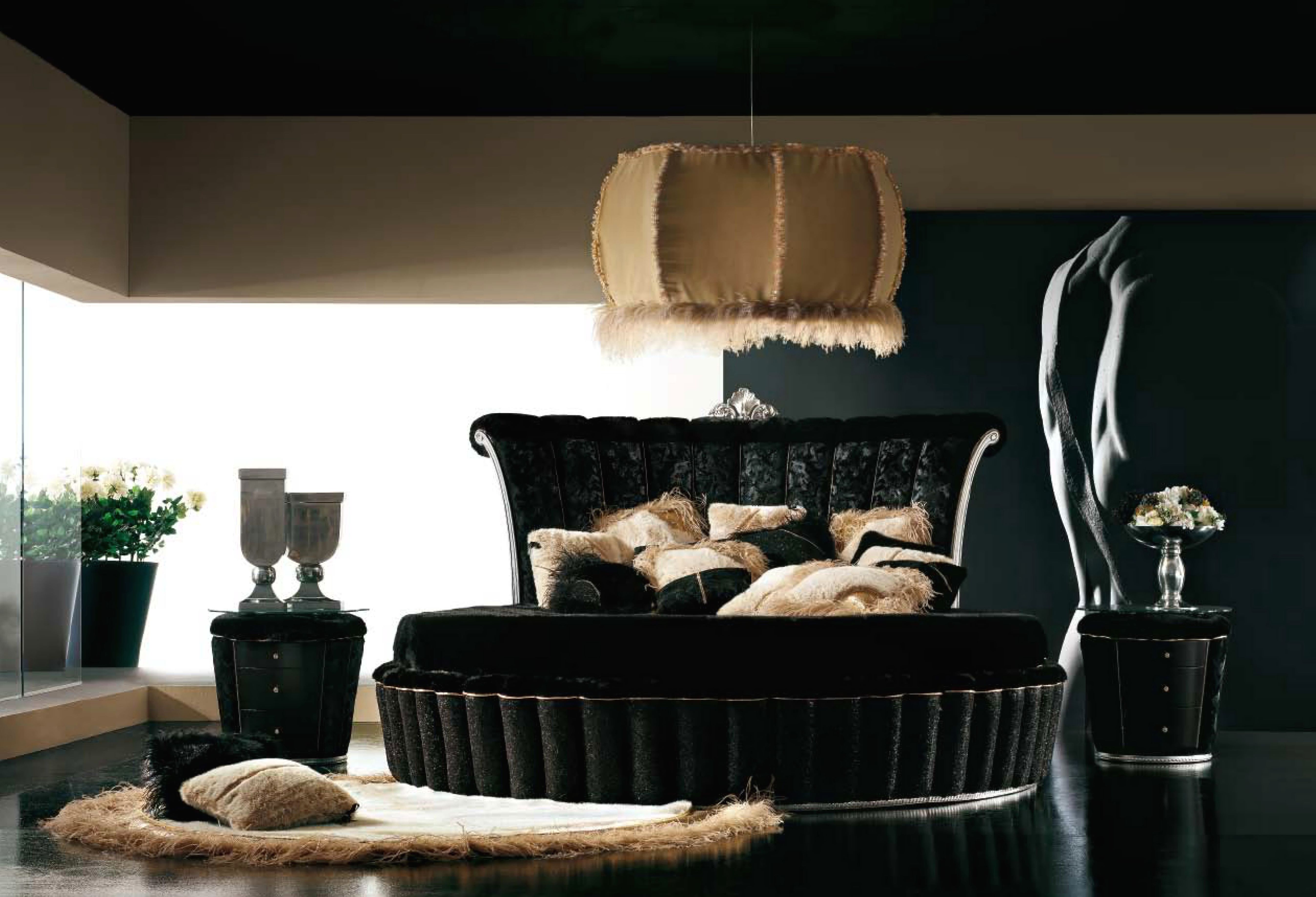 Alta moda - круглая кровать черного цвета
