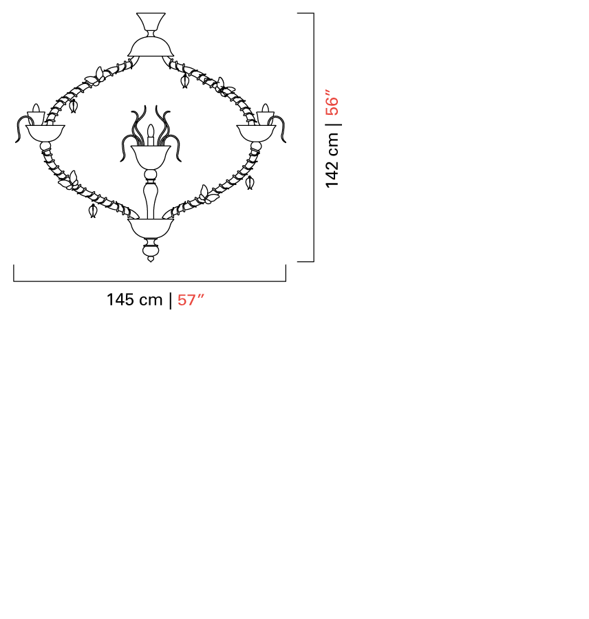 Технические данные и чертежи Люстра Adonis от Barovier Toso