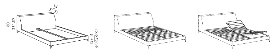 Технические данные и чертежи Кровать Louis up bed от фабрики Meridiani