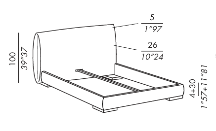 Технические данные и чертежи Кровать Scott bed от фабрики Meridiani
