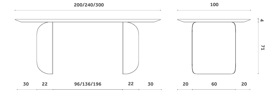 Технические данные и чертежи Обеденный стол Barry - стул Iola - стул Claretta Bold от производителя Miniforms