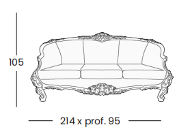 Технические данные и чертежи Диван в светлой обивке  - Adone 8873 от производителя Silik