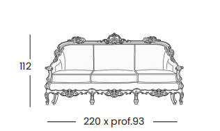 Технические данные и чертежи Диван 3х местный с вышивкой на ткани Silik - Mercurio 893