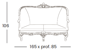 Технические данные и чертежи Диван с золотым резным декором и текстилем в ромбик Silik - Ares