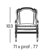 Технические данные и чертежи Кресло обитое тканью в клетку Silik - Bergere 8900
