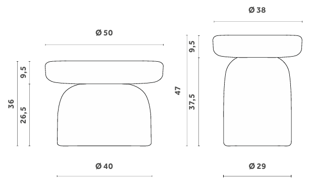 Технические данные и чертежи Столик модель Tototò Coffee Table от фабрики Miniforms