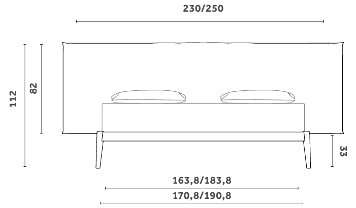 Технические данные и чертежи Кровать модель Shiko Bed от фабрики Miniforms