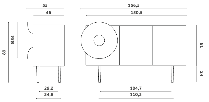 Технические данные и чертежи Буфет модель Caruso Sideboard от фабрики Miniforms