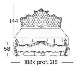 Технические данные и чертежи Кровать с изголовьем в капитоне - Elena 722/4 от фабрики Silik