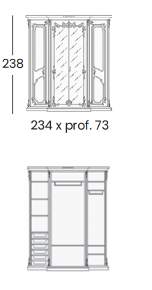 Технические данные и чертежи Платяной шкаф Larissa 7740/S4 от фабрики Silik
