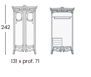 Технические данные и чертежи Шкаф Pandora 7750/2 и пуф 7738 от фабрики Silik