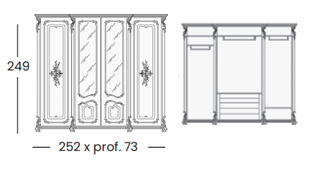 Технические данные и чертежи Платяной шкаф Olimpia 790/S4 от фабрики Silik