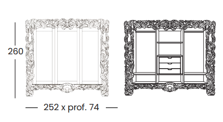 Технические данные и чертежи Шкаф с 3 раздвижными дверями Silik - Vesta 7800