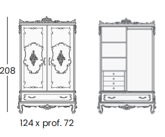 Технические данные и чертежи Шкаф 2х створчатый - Venere от фабрики Silik
