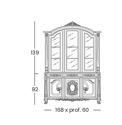Технические данные и чертежи Витрина в белом цвете Talia от фабрики Silik