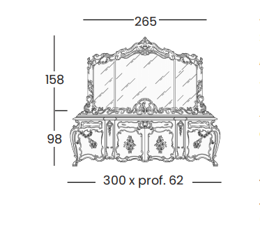Технические данные и чертежи Буфет Minerva 993 и зеркало 992 от фабрики Silik