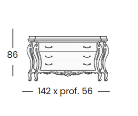 Технические данные и чертежи Комод в золотой отделке Silik - Asea 726