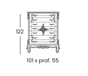 Технические данные и чертежи Комод с 7 ящиками Silik - Calipso 707