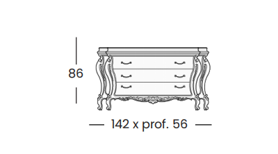 Технические данные и чертежи Комод с зеркалом - Asea от производителя Silik