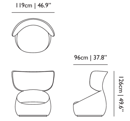 Технические данные и чертежи Кресло модель Hana Armchair от фабрики Moooi