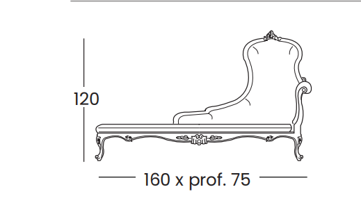 Технические данные и чертежи Дормез с правым подлокотником  - Dormeuse 598 от производителя Silik