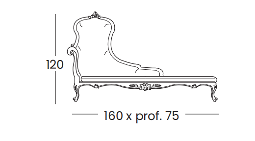 Технические данные и чертежи Дормез с левым подлокотником  модель - Dormeuse 599 от фабрики Silik