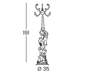 Технические данные и чертежи Напольная вешалка в золотой фольге Silik - Accessories