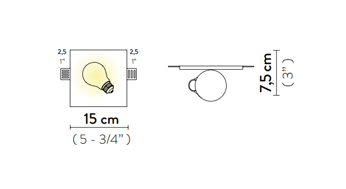 Технические данные и чертежи Бра в форме большой лампочки в современном стиле Slamp - Idea