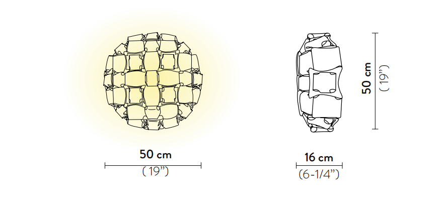 Технические данные и чертежи Бра с шелковистыми переливающимися камнями- Mida от фабрики  Slamp