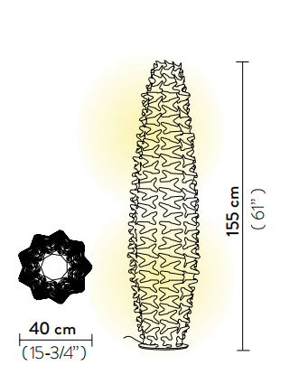 Технические данные и чертежи Торшер в форме кактуса в нескольких модификаций высоты - Cactus от фабрики Slamp