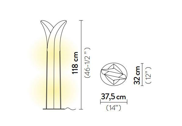 Технические данные и чертежи Торшер в форме пальмы Slamp - Las Palmas