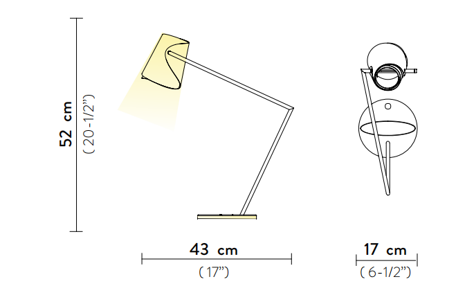 Технические данные и чертежи Лампа для письменного стола с регулирующим корпусом Slamp - Overlay