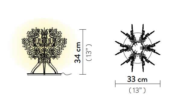 Технические данные и чертежи Настольные лампы в форме дерева доступны в трех отделках Slamp - Fiorellina