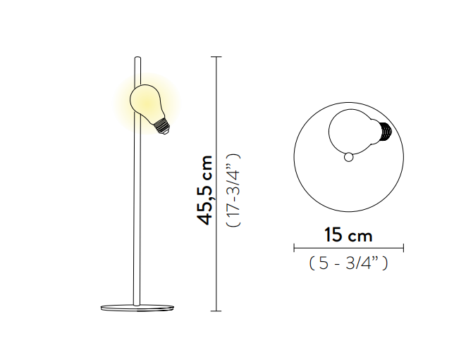 Технические данные и чертежи Настольная лампа в бронзовой отделке с лампочкой Slamp - Idea