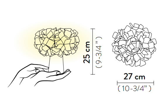 Технические данные и чертежи Настольная лампа с аккумуляторной батареей зарядки в светлой глянцевой отделке Slamp - Clizia Battery