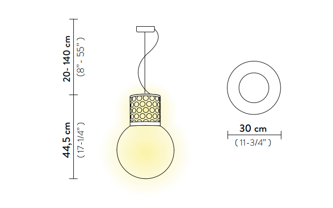 Технические данные и чертежи Люстра для лестничного марша с высоким потолком в форме лампочек Slamp - Atmosfera