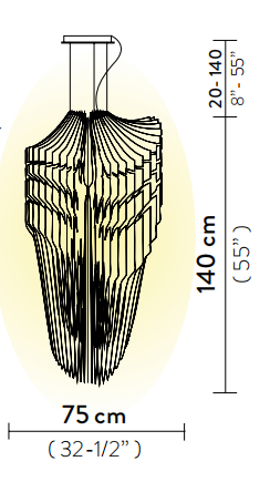 Технические данные и чертежи Светильник из 50 слоями из пластика Slamp - Avia
