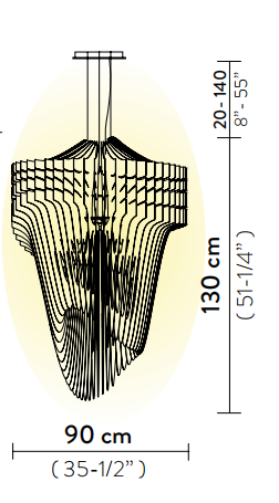 Технические данные и чертежи Светильник с динамическим дизайном и черной окантовкой - Aria от фабрики Slamp