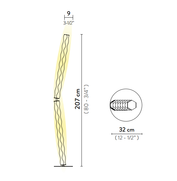 Технические данные и чертежи Подвесные светильники для столовой в современном стиле Slamp - Hugo