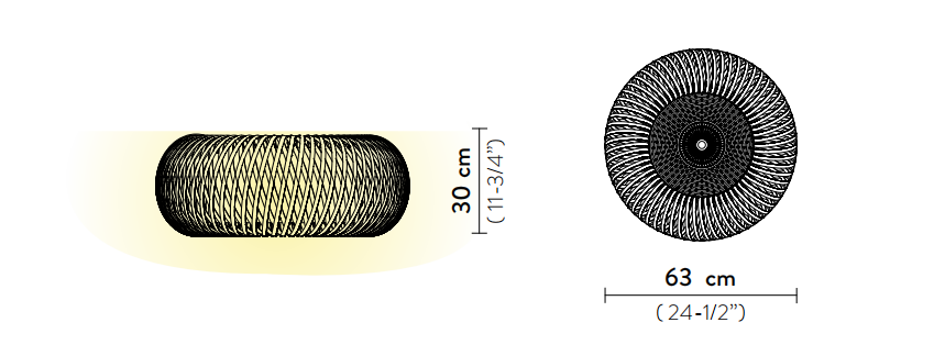 Технические данные и чертежи Подвесной светильник в форме сферы и центральной частью с подсветкой Slamp - Kalatos