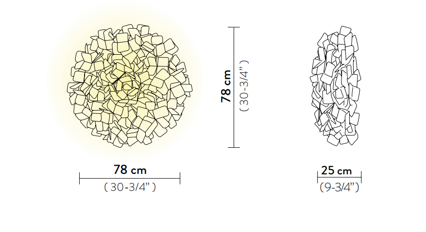 Технические данные и чертежи Светильник в форме букета белых цветов Slamp - Clizia
