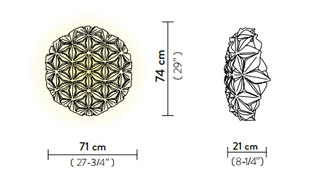 Технические данные и чертежи Потолочный светильник из белого стекла Slamp - La Vie