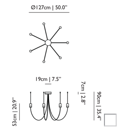 Технические данные и чертежи Люстра Gravity от фабрики Moooi