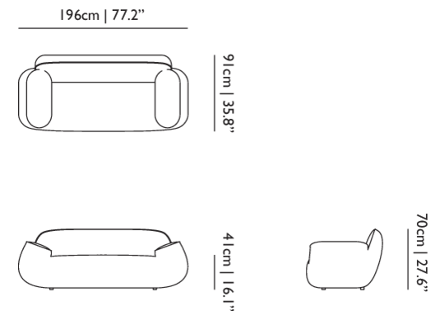 Технические данные и чертежи Двухместный диван Big George от фабрики Moooi