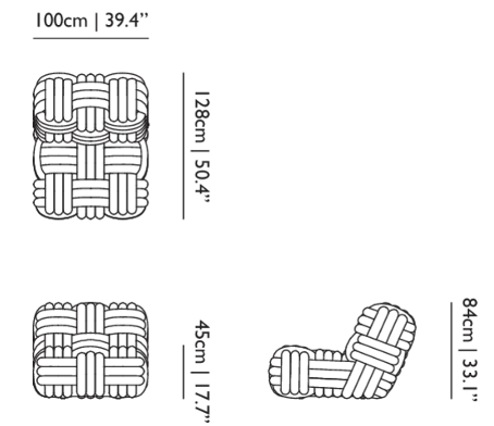 Технические данные и чертежи Кушетка Knitty от фабрики Moooi