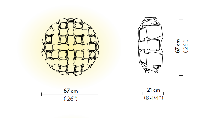 Технические данные и чертежи Потолочный светильник с декором из камней  - Mida от фабрики Slamp