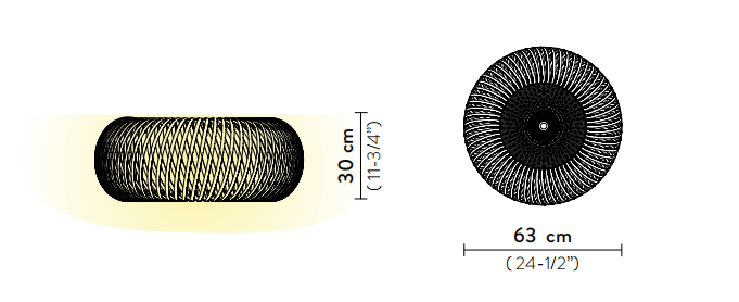 Технические данные и чертежи Светильник в черном матовом металле со светлой центральной частью - Kalatos от фабрики Slamp