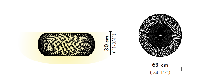 Технические данные и чертежи Потолочный светильник с плетением из металла в белом цвете  - Kalatos от фабрики Slamp