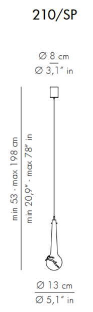 Технические данные и чертежи Светильник подвесной 210/SP от Patrizia Volpato