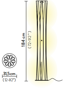Технические данные и чертежи Торшер модель Bach XXL Gold от фабрики Slamp